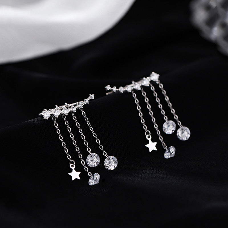 Wholesale Two Wear Diamond Tassel Star Stud Earrings OLY-ES-EXE003